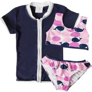 Snapper Rock 3 Piece Bikini & Rash Top Set Girls